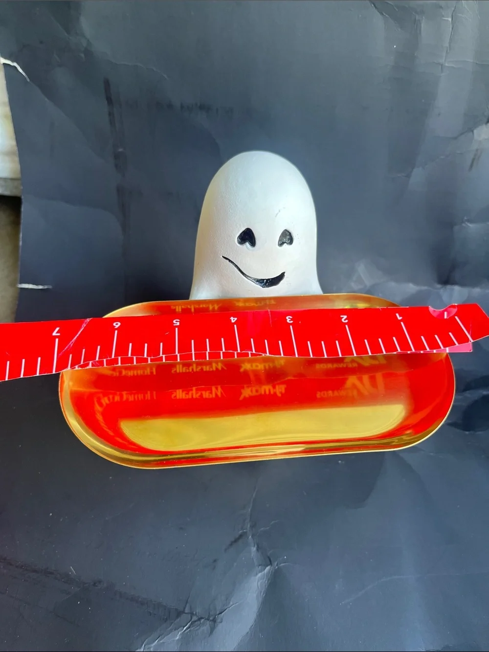 White Ghost Ceramic Vanity Tray with Gold Metal Dish
